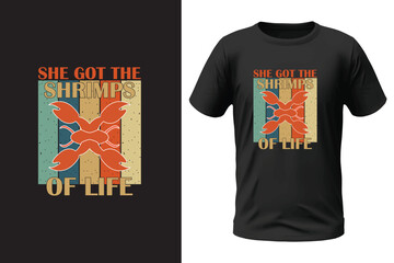 Fototapeta premium Shrimp t-shirt design, fishing