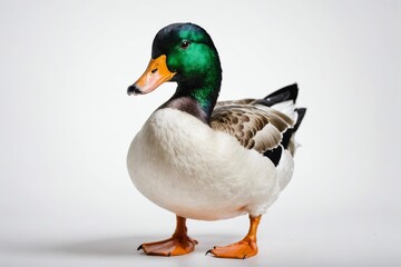domestic duck isolated on white background, studio shot