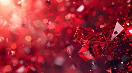 A close up of a bunch of red diamond like objects on a black and red background with a red light in the middle of the middle of the image.