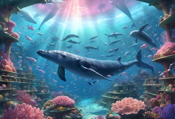 Fototapeta premium Happy Ocean day Background theme for post,social media 