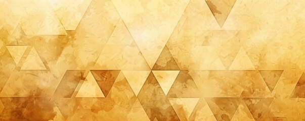 Abstract background with golden triangles, watercolor effect, gold and yellow color palette, perfect for festive or luxury designs