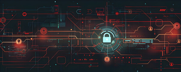 Futuristic Cybersecurity Interface Depicting Digital Attacks and Defense Mechanisms