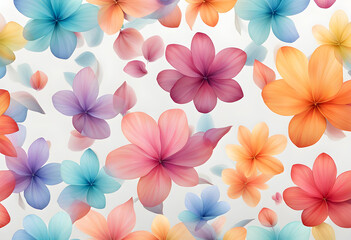 Fototapeta premium Group of multicolored flower petals floating and flying