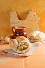 mole tamale cake and green sauce, tamales from Puebla, CDMX accompanied by Oaxacan chocolate in Mexican cuisine
