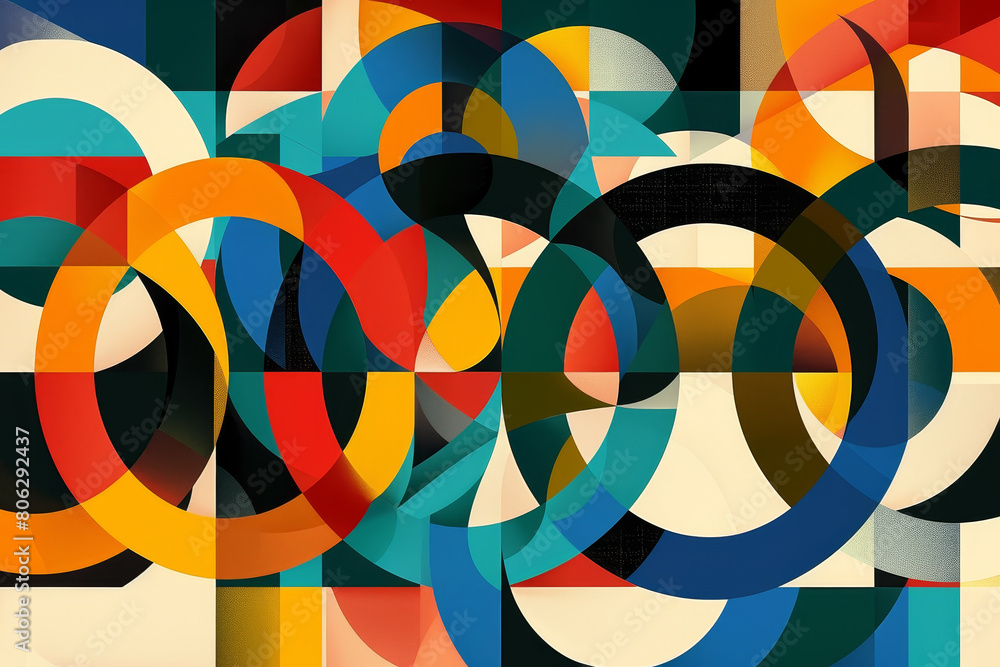Aufkleber a colorful abstract painting with many circles of different sizes and colors