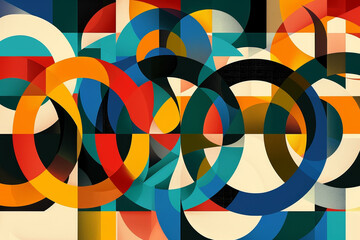 Obraz premium A colorful abstract painting with many circles of different sizes and colors