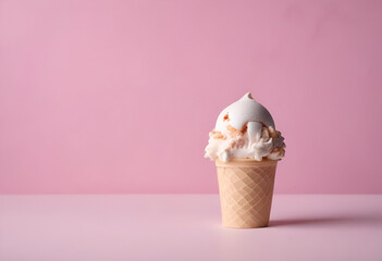 ice cream on minimal pastel color background