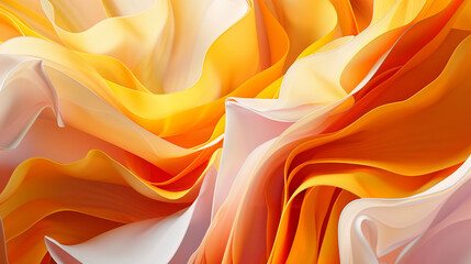 Vibrant Abstract Orange and Yellow Background Illustration with Flowing Fabric Design