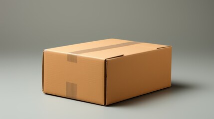 Brown cardboard box on gray background.