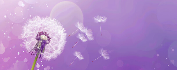 dandelion on purple background, AI generated