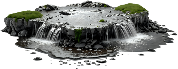 A mountain water stream isolated on white background