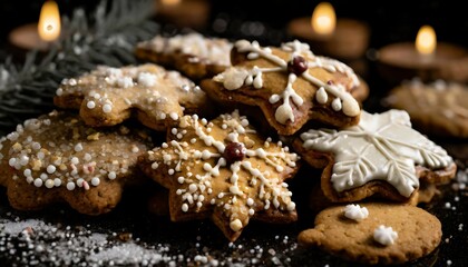 PILHA DE BISCOITOS NATALINOS DECORADOS