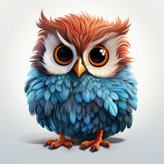 Watercolor Celeste owl, clipart Illustration, Generative Ai