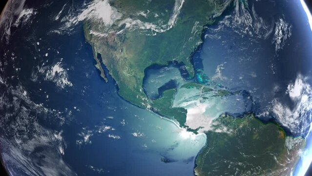 Realistic Earth From Space Zoom In Clouds Mexico