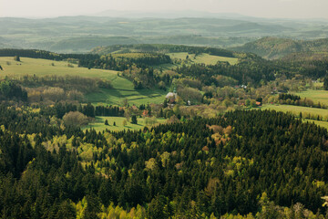 Obraz premium Landscape of North Czech Republic and Poland South mountains border