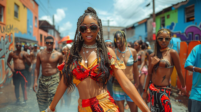 Juneteenth Parade in Urban Settin, african american people celebrating in the streets.
