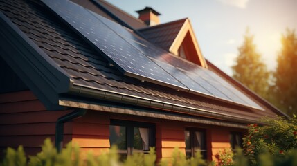 Solar panels on the roof of the house. Solar panels on the roof of the house.