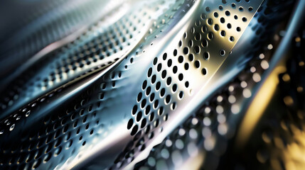 A close up of a metal background with perforated holes.
