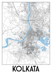 Kolkata India map poster art