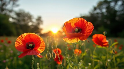 Field of red poppies. a poignant symbol of remembrance and sacrifice on anzac day