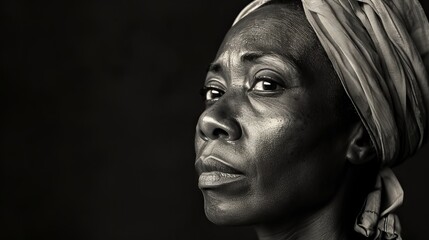 Portraits of Hope: Capturing the Human Spirit, portrait of a Afro Lady black and white