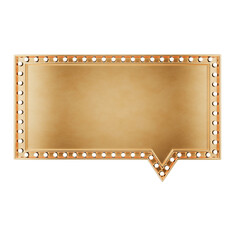 Advertising poster in retro style with light bulbs. Advertising billboard metal, gold. Retro advertising billboard with empty space for text. 3D render.