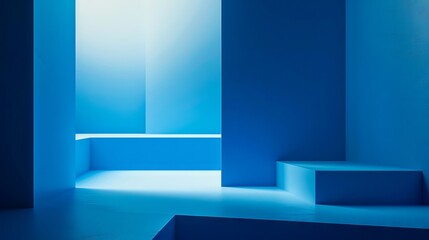 Fototapeta premium A room with blue walls and a light source.