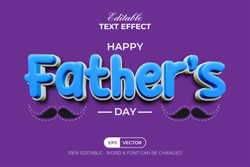 Fototapeta premium Father's Day Text Effect Blue 3D Style. Editable Text Effect.