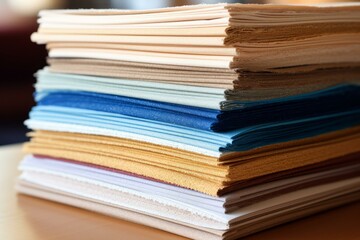 A stack of colorful fabrics
