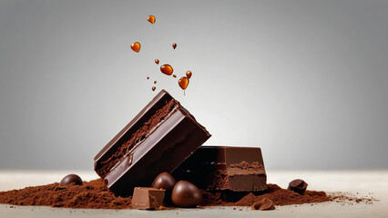Dark bitter chocolate bar close-up. Top view point, full frame.


 - obrazy, fototapety, plakaty