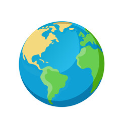 Flat planet Earth icon on white background