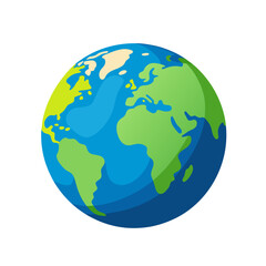 Naklejka premium Flat planet Earth icon on white background