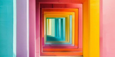 Rainbow tunnel with bright colors