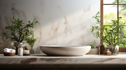 Fototapeta premium Bathroom vanity with plants