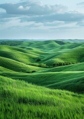 Fototapeta premium Green rolling hills under a blue sky