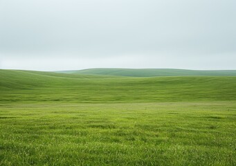 Obraz premium Green rolling hills under a grey sky