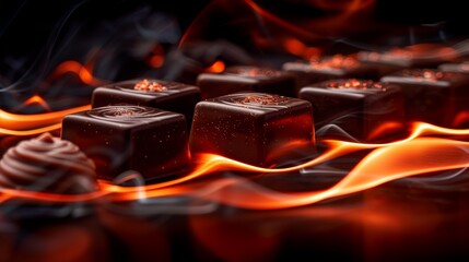 Exquisite handcrafted chocolates in beautiful dynamic action shot at festive celebration