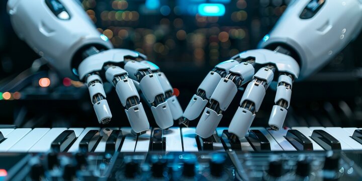 A robot playing the piano with impressive dexterity