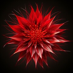 A 3D rendering of a red flower with spiky petals