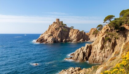 landscape of the cliffs on the coast of the province of girona on the costa brava in catalonia in spain