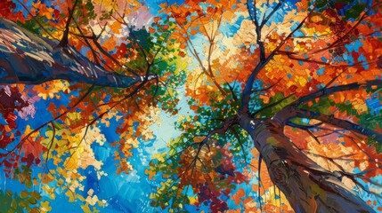 Colorful Autumn Leaves And Blue Sky