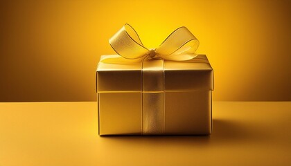 gift box sale yellow color background with blank space for advertising