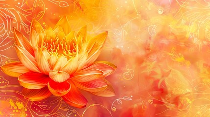 A beautiful orange lotus flower on a pink background.