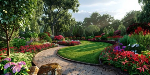 landscaping ideas for front yard with flowers and trees