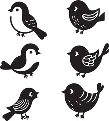 Vector set of sparrow silhouettes
