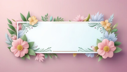 Spring or summer card with empty space for congratulations or invitation, Mother's Day or Happy Spring Day card, Wedding invitation, space for text on spring background with flowers