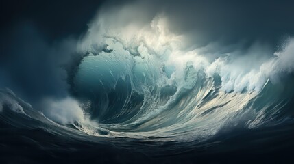 Fototapeta premium A powerful ocean wave. Concept of extreme and extreme sport