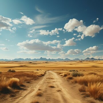 The road through the middle of the prairie