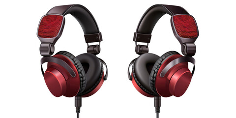 set red headphones isolated cutout on a transparent background