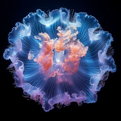 A glowing jellyfish with long, flowing tentacles.